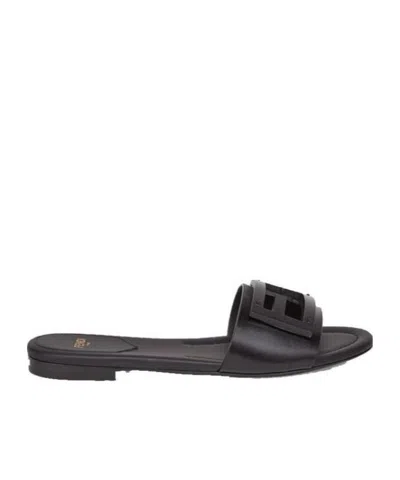 FENDI FENDI FF LOGO PLAQUE SANDALS