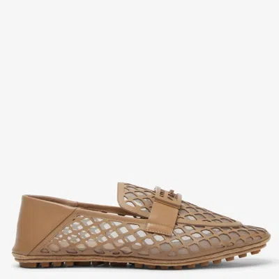 Fendi Ff Baguette Perforated Leather Driving Loafers In Red