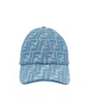 Fendi Light Blue Ff Canvas Baseball Cap In Blue
