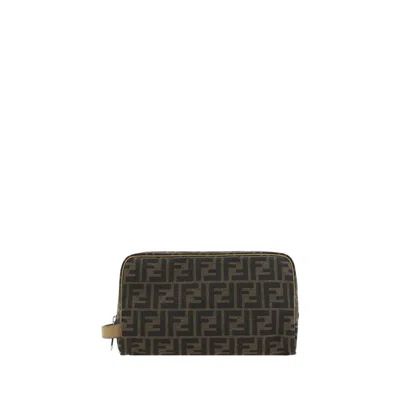 Fendi Brown Ff Fabric Toiletry Case