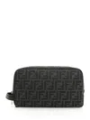 Fendi Men Embroidered Fabric Ff Beauty Case In Black