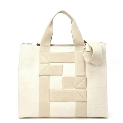 Fendi Ff Beige Canvas Tote Bag ()