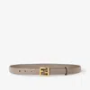 Fendi Beige Thin Belt With Metallic Ff Buckle In Leather Woman In Beige