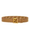 Fendi Brown Leather Belt In Beige
