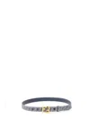 Fendi Monogram Pattern Belt With Gold-tone Hardware In Blue