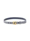 Fendi Monogram Pattern Belt With Gold-tone Hardware In Blue