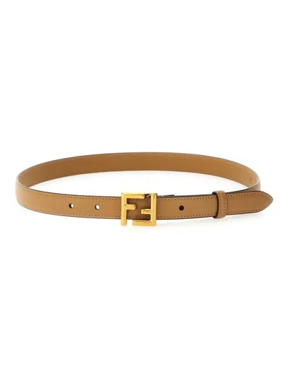 Fendi Ff Belt In Brown
