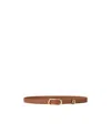 Fendi Ff Leather Slim Belt In Brown