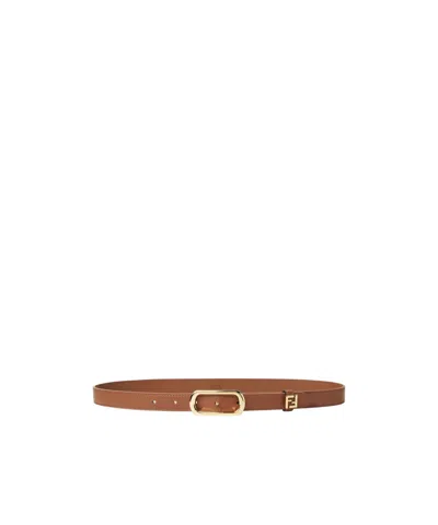 Fendi Ff Belt In Brown