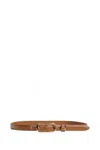 Fendi Ff Leather Slim Belt In Brown