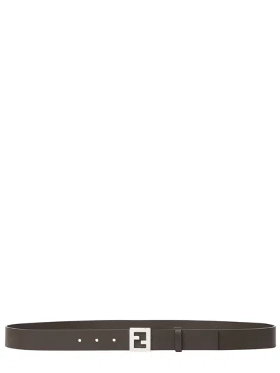 Fendi Ff Dark Brown Leather 30mm Belt
