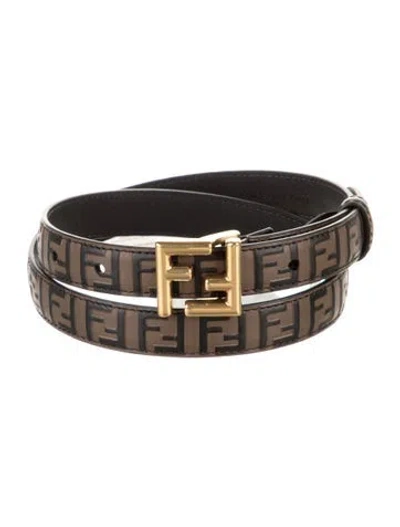 Pre-owned Fendi Ff Belt Zucca Ff Logo Belt In Brown