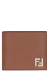 Fendi Logo Plaque Bi-fold Wallet In Brown