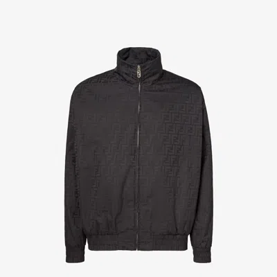 Fendi Ff Bomber Jacket In Nylon In Black