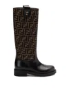 Fendi Filo Ff Canvas & Leather Knee-high Boots In Black