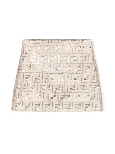 Fendi Kids' Ff Brocade-effect Skirt In Gold