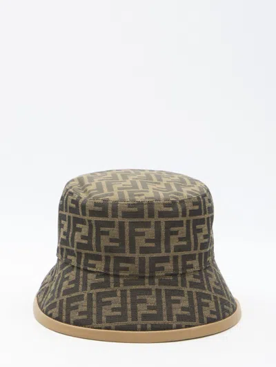 Fendi Embroidered Polyester Blend Bucket Hat Printed  Uomo S In Brown