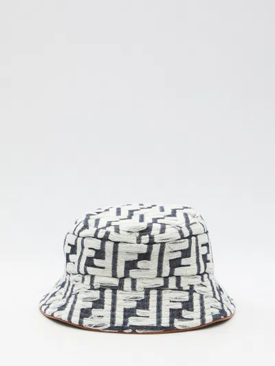 Fendi Ff Bucket Hat In Light Blue