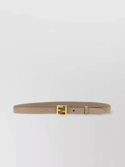 Fendi Ff Buckle Belt Adjustable Gold-tone Finish In Beige