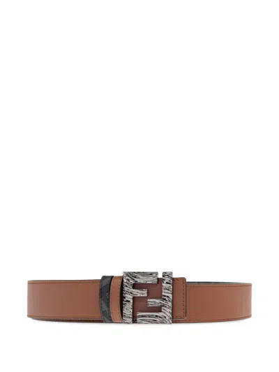 Fendi Ff Buckle Belt In Brown