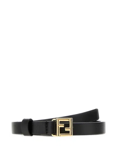 Fendi Ff Buckle Leather Belt In Black