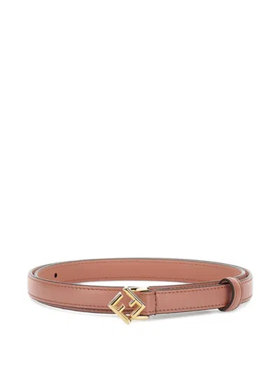 Fendi Ff-buckle Leather Belt In Pink