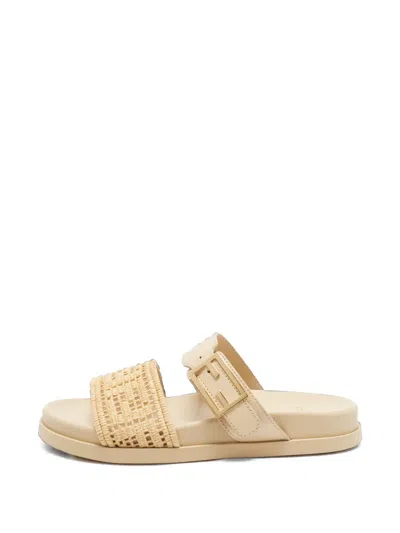 Pre-owned Fendi Ff Buckle Sandals In Neutrals