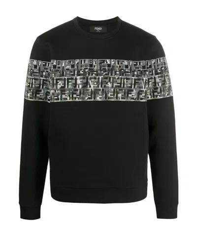 Fendi Ff Camouflage Printed Hoodie In Black