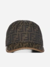 FENDI FF CANVAS AND LEATHER BASEBALL CAP