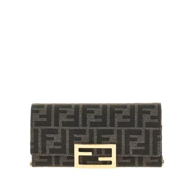 Fendi Ff Canvas 'baguette' Clutch/wallet In Brown