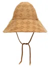 Fendi Canvas Hat With Textured Pattern And Wide Brim