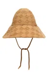 Fendi Canvas Hat With Textured Pattern And Wide Brim