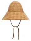 Fendi Canvas Hat With Textured Pattern And Wide Brim