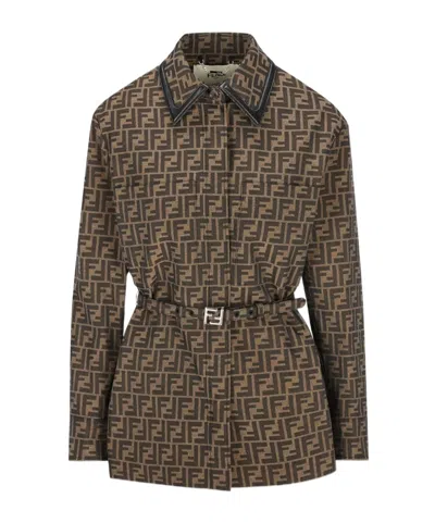 FENDI FENDI FF JACQUARD BELTED WAIST JACKET