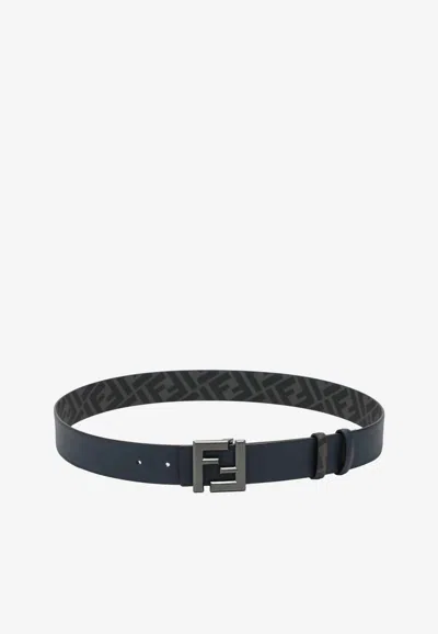 Fendi Ff Canvas Reversible Belt In Blue