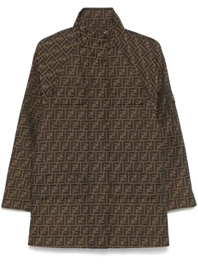 Fendi Kurzmantel Aus Canvas Mit Ff In Brown