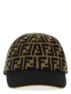 Fendi Ff-pattern Jacquard Wool Cap In Brown