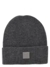 Fendi Beanie Hat With Logo In Gray