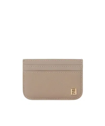 Fendi Ff Card Case In Dove Grey