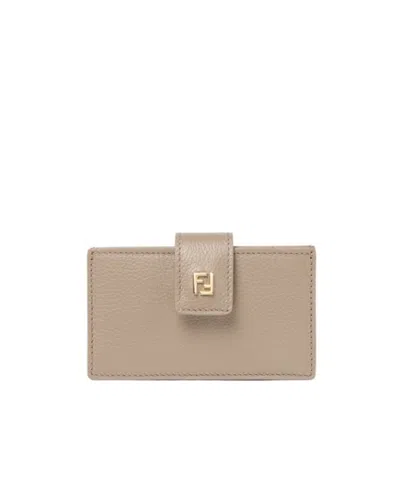 Fendi Ff Card Case In Neutral