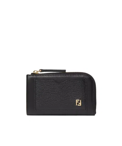 Fendi Ff Card Case Pouch In Black