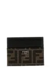 Fendi Three-compartment Jacquard Card Holder With Stama Logo In Brown