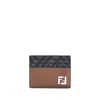 Fendi Ff Card Holder In Brown