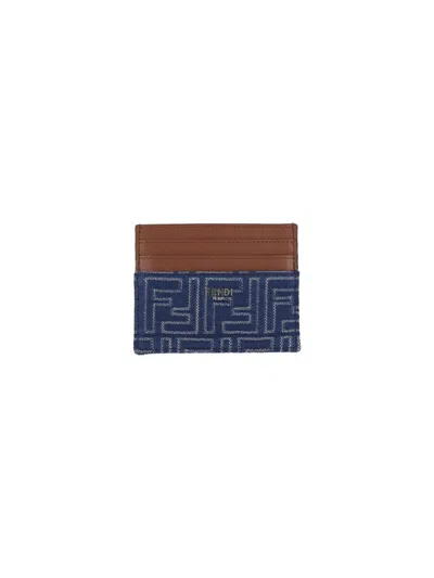 Fendi "ff" Card Holder – Blue In Neutral