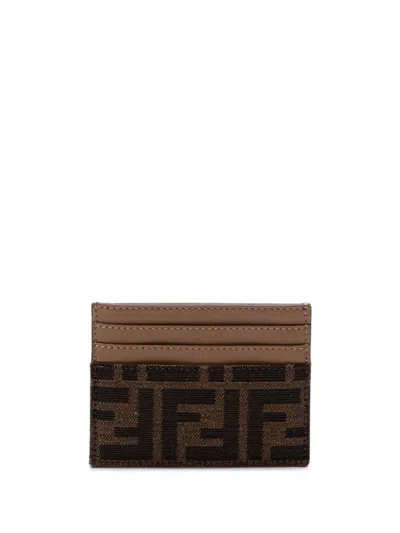 Fendi Ff Card Holder In Braun
