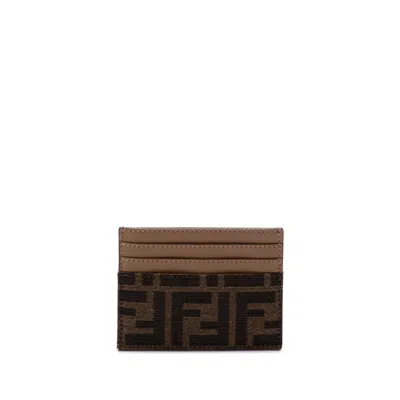 Fendi Ff Card Holder In Brown