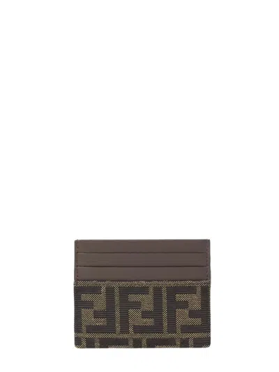 Fendi Ff Card Holder In Brown
