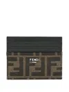Fendi Ff Jacquard Fabric Card Holder Accessories In Brown
