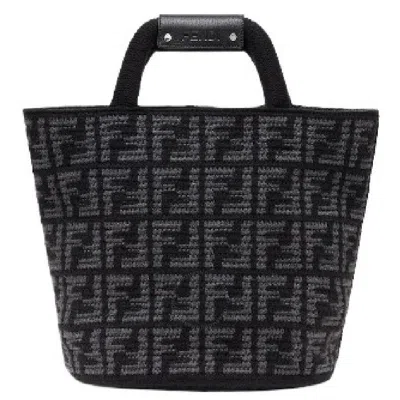Fendi Borsa Shopping In Cashmere Ricamato Uomo In Black