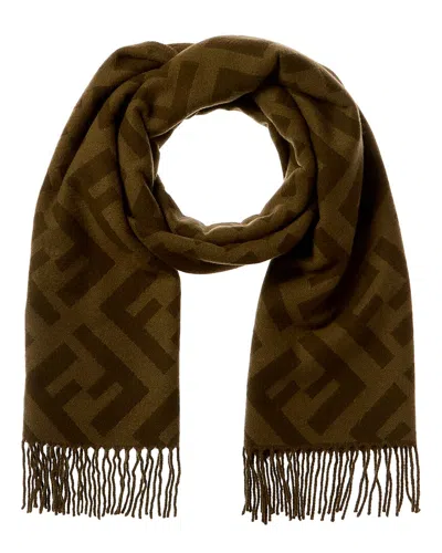 Fendi Ff Cashmere Scarf In Green